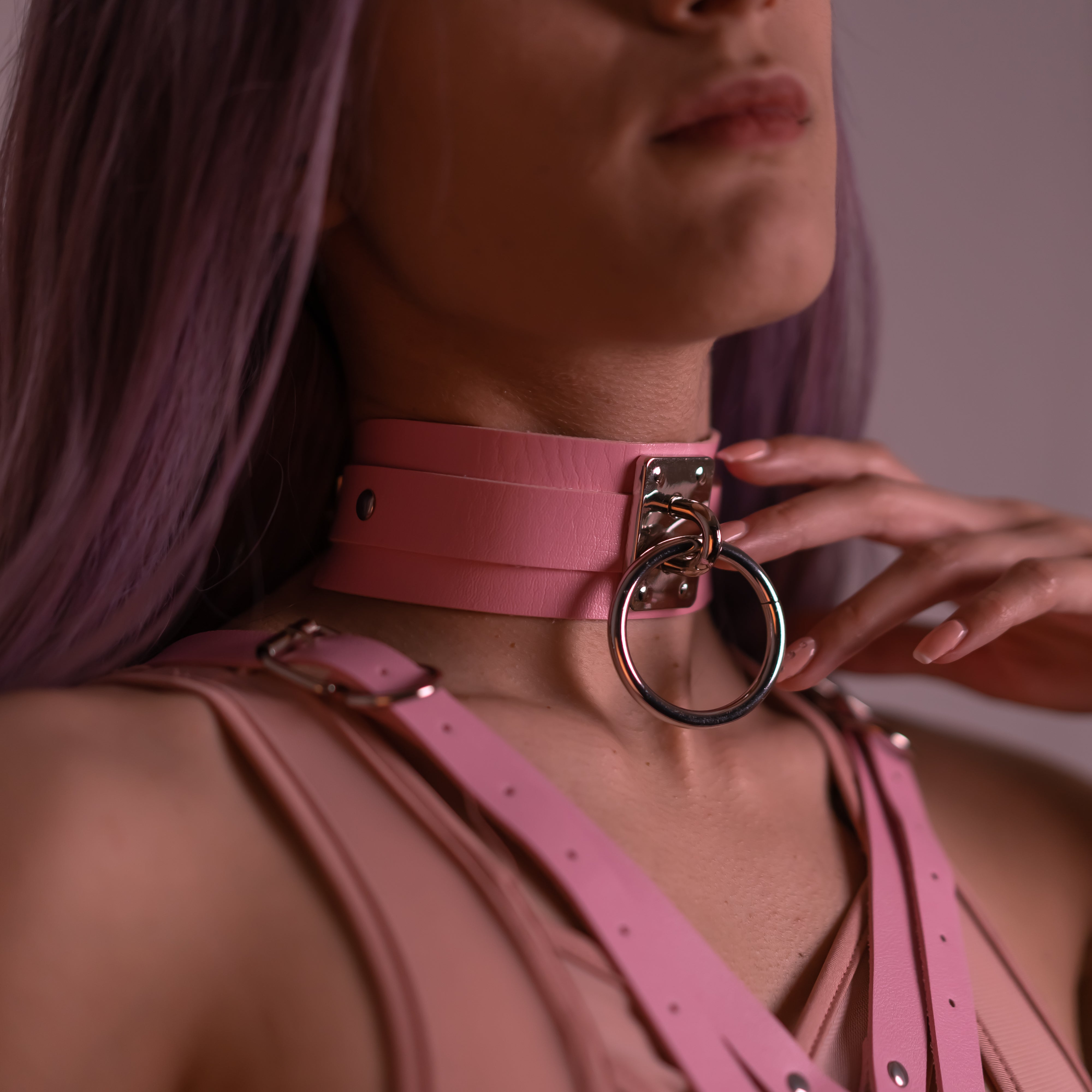 Premium Pink Choker With Ring