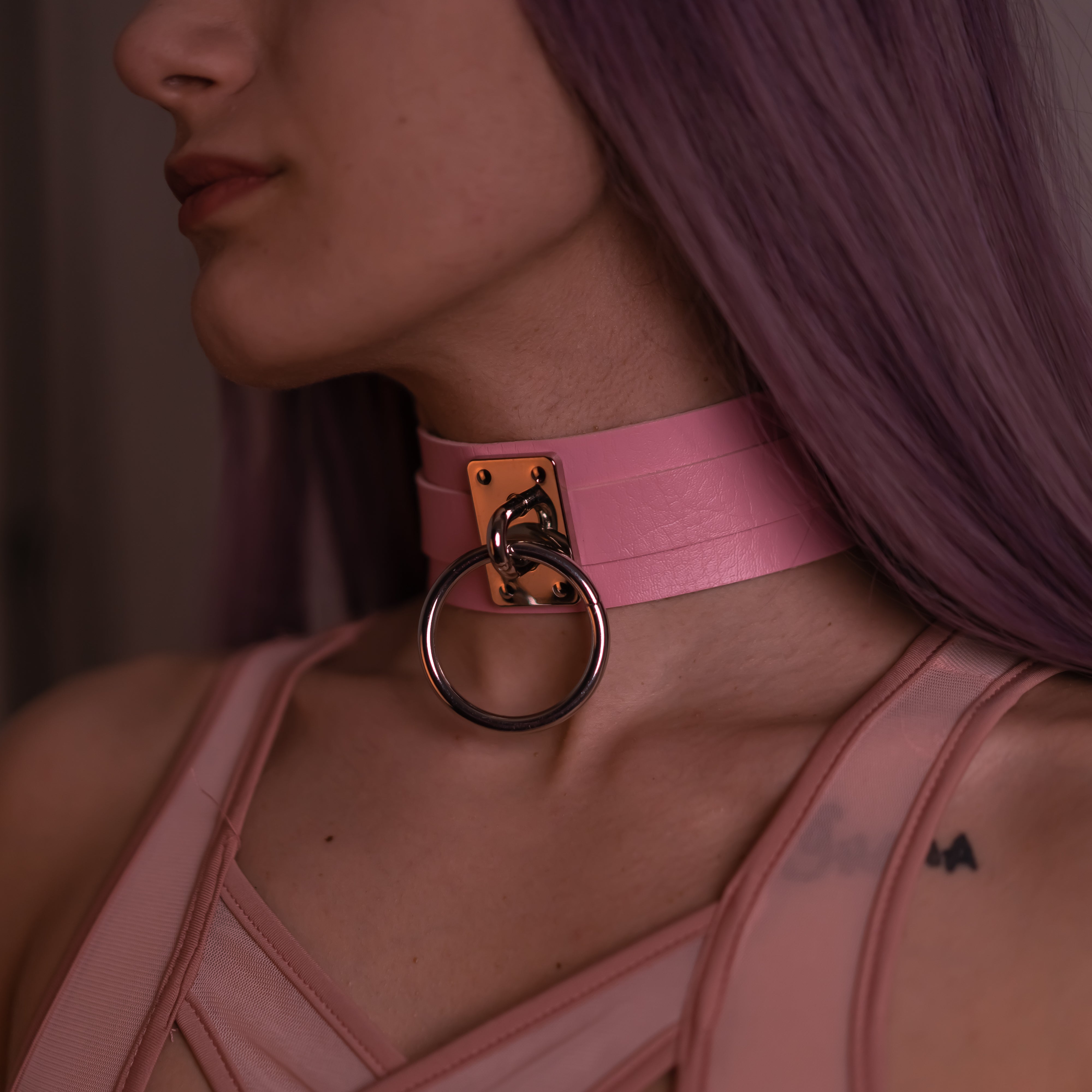 Premium Pink Choker With Ring