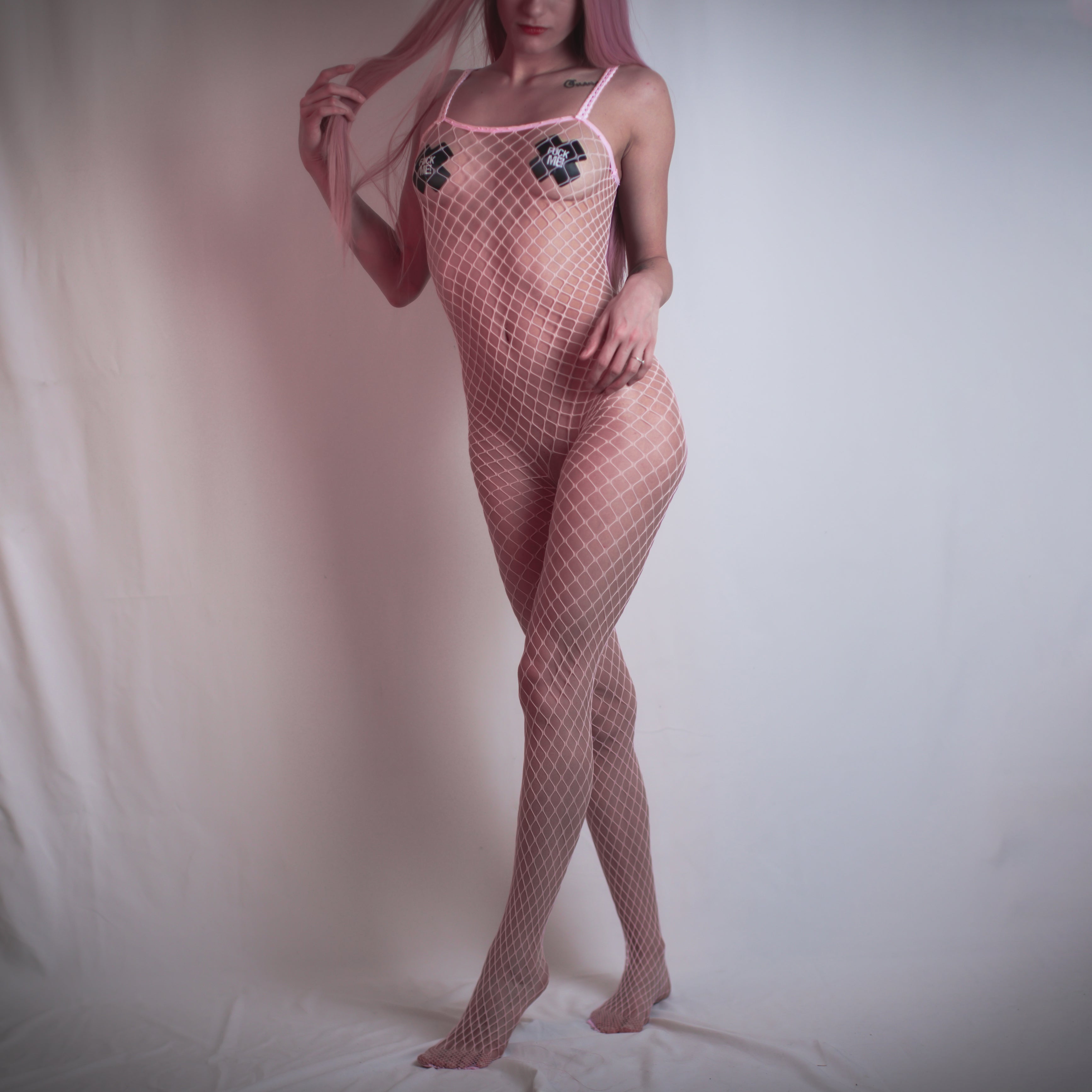 'Dominique' Pink Fishnets